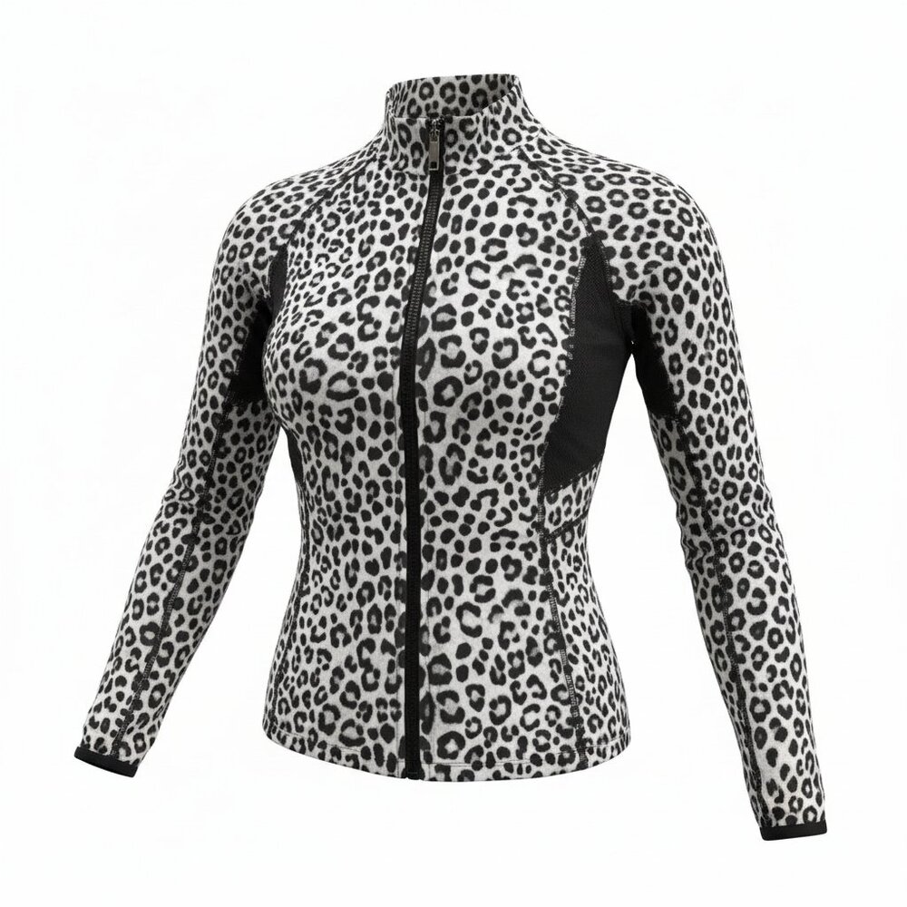 Michael Kors Leopard Print Active Jacket XS Full Zip Animal Print Athleisure